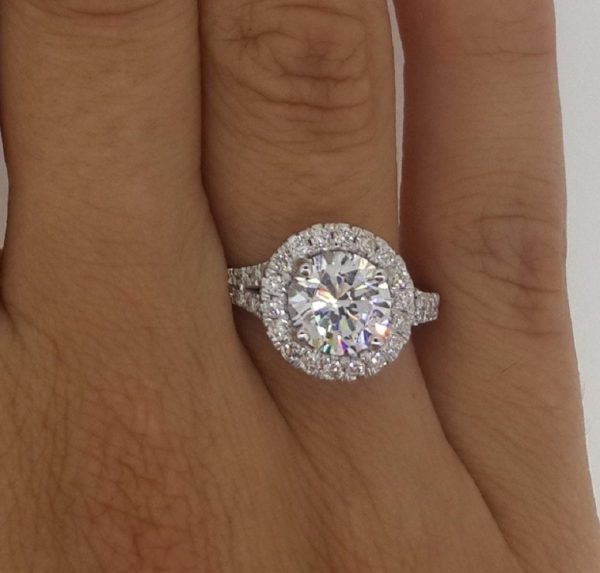 2.85 Carat Round Cut Diamond Engagement Ring 18K White Gold 2