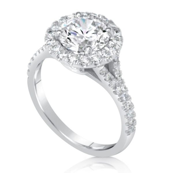2.85 Ct Round Cut D Vs Diamond Solitaire Engagement Ring 18K White Gold