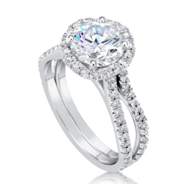 3 Carat Round Cut Diamond Engagement Ring 14K White Gold