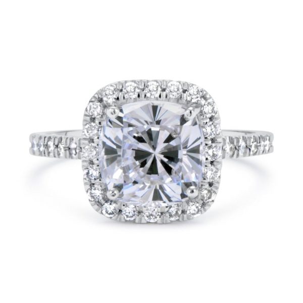 3 Carat Round Cut Diamond Engagement Ring 18K White Gold 4