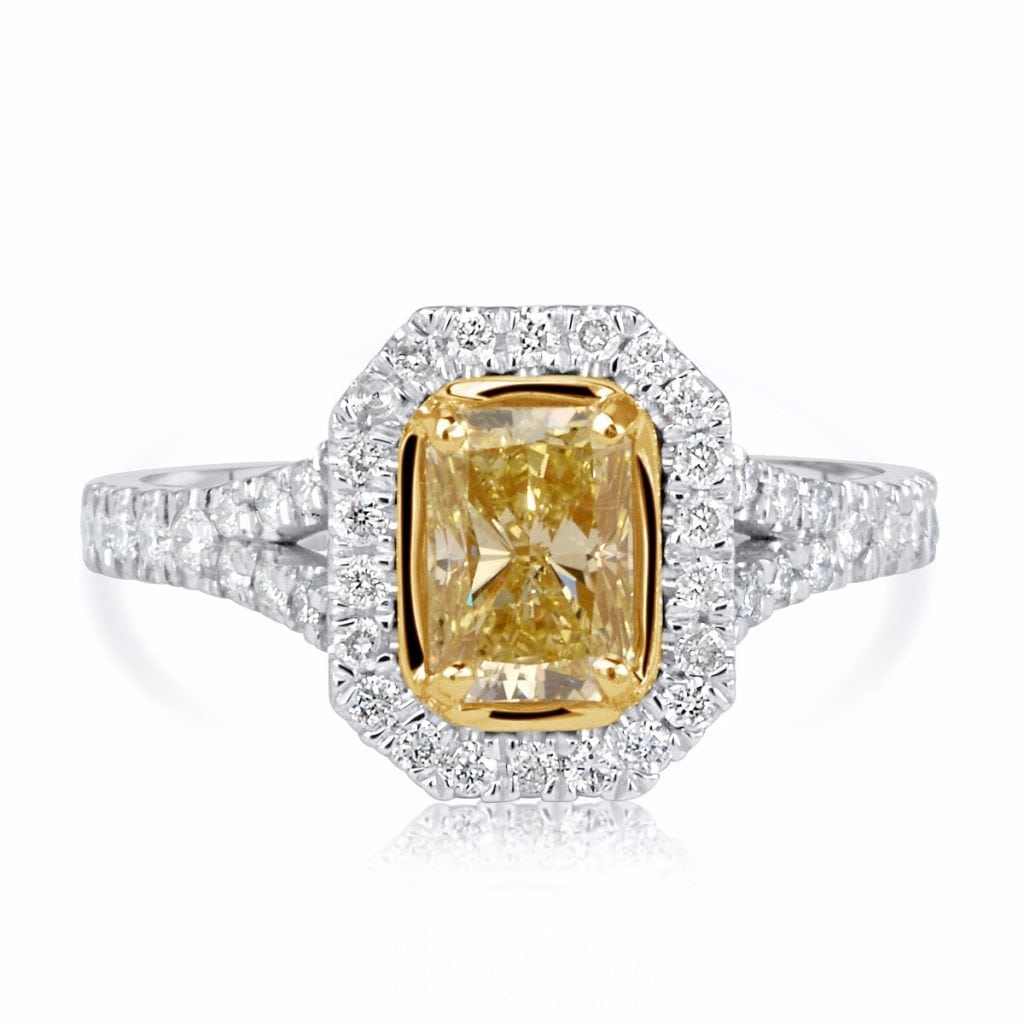3.5 Carat Radiant Cut Diamond Engagement Ring 18K White Gold 2