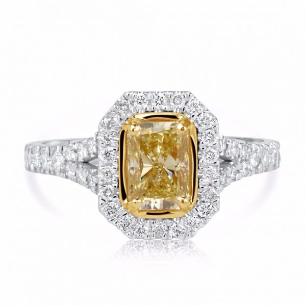3.5 Carat Radiant Cut Diamond Engagement Ring 18K White Gold