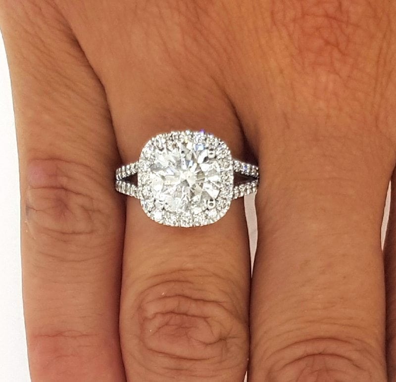3.5 Carat Round Cut Diamond Engagement Ring 14K White Gold