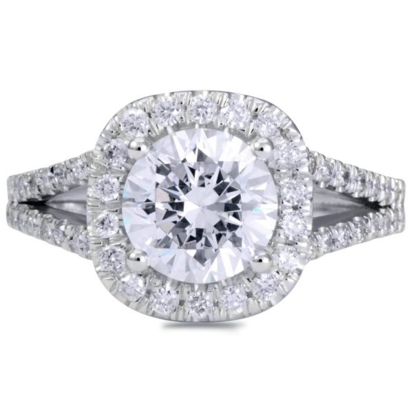 3.50 Ct Round Cut Cushion Halo Diamond Engagement Ring 14K White Gold 4