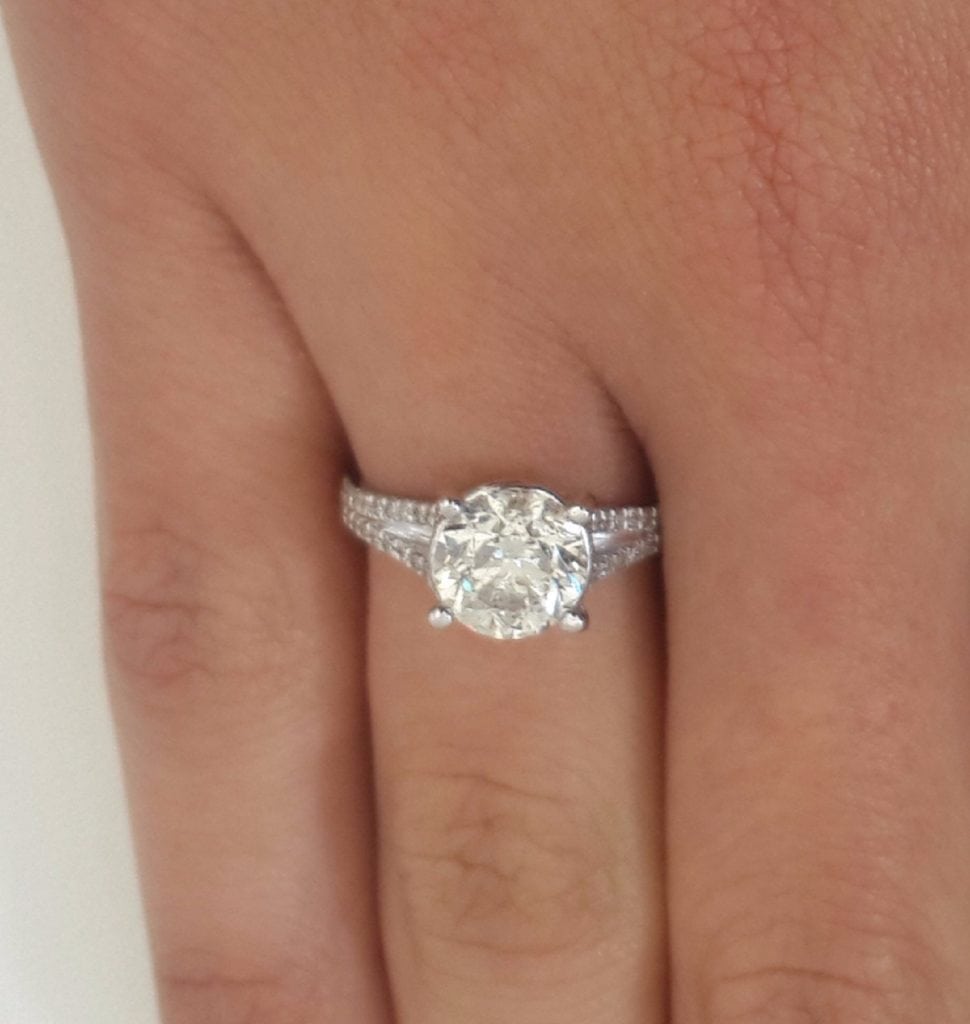 3.50ct ROUND CUT Designer diamond engagement Ring 14k WHITE GOLD D SI1 