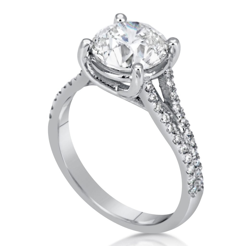 3.50 Ct Round Cut DVs2 Diamond Solitaire Engagement Ring 18K White Gold 3