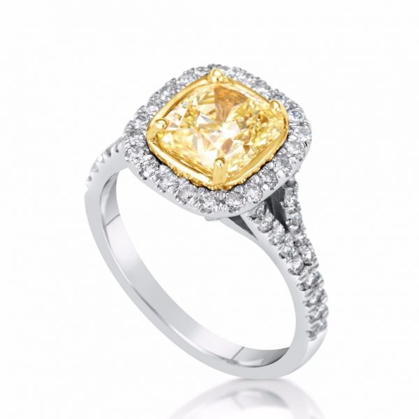 3.75 Carat Cushion Cut Diamond Engagement Ring 18K White Gold