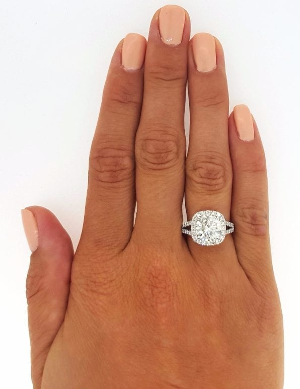 4.50 Ct Round Cut DVs1 Halo Diamond Engagement Ring Enhanced 14K White Gold 2