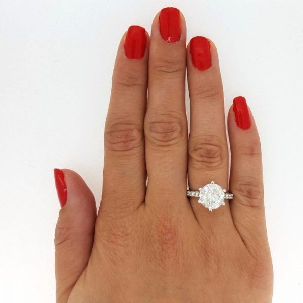 4.55 Carat Round Cut Diamond Engagement Ring 14K White Gold 2
