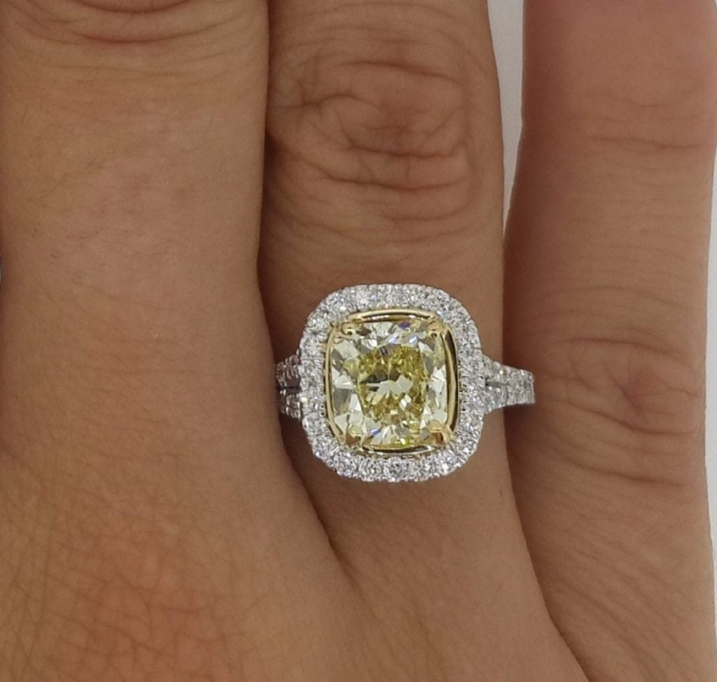 5 Carat Cushion Cut Diamond Engagement Ring 18K White Gold 2
