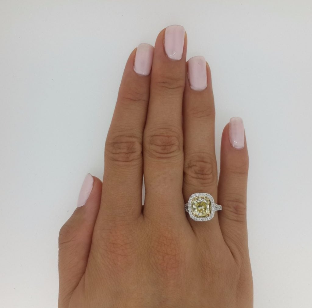 5 Carat Cushion Cut Diamond Engagement Ring 18K White Gold 3