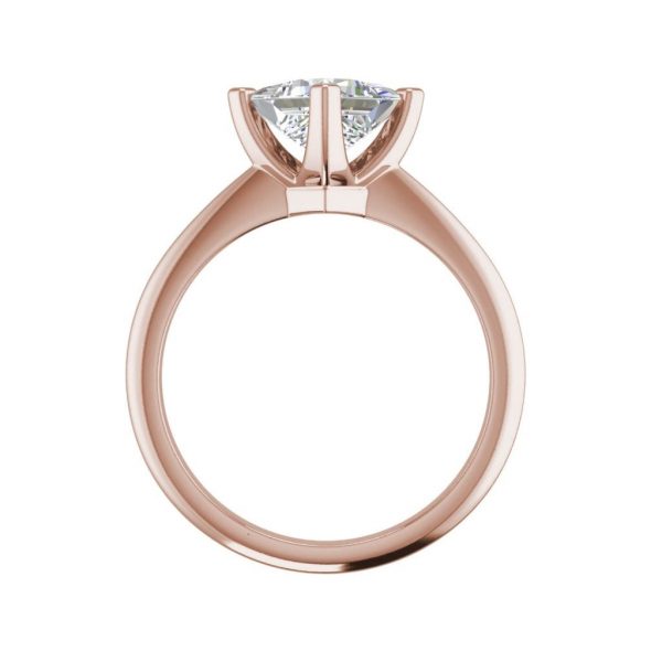 4 Prong 0.75 Carat VS1 Clarity F Color Princess Cut Diamond Engagement Ring Rose Gold 2