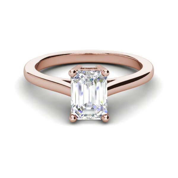 4 Prong 2.25 Carat VS2 Clarity D Color Emerald Cut Diamond Engagement Ring Rose Gold 3