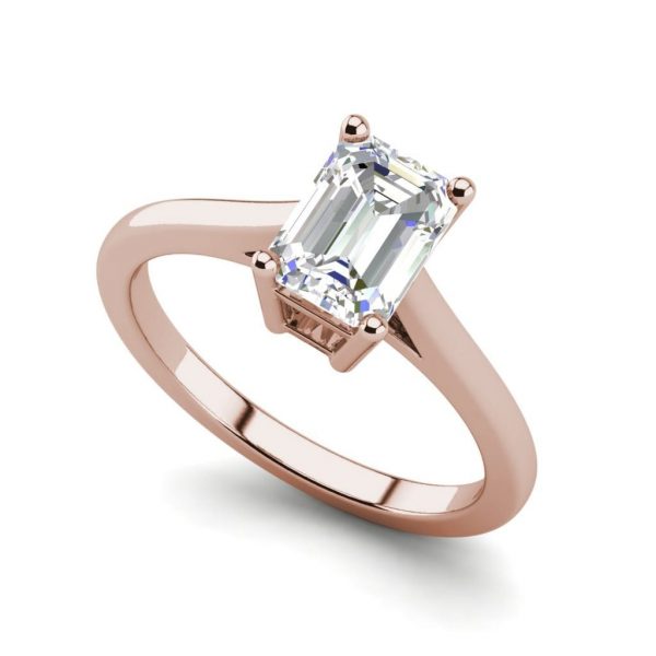 4 Prong 2.25 Carat VS2 Clarity D Color Emerald Cut Diamond Engagement Ring Rose Gold