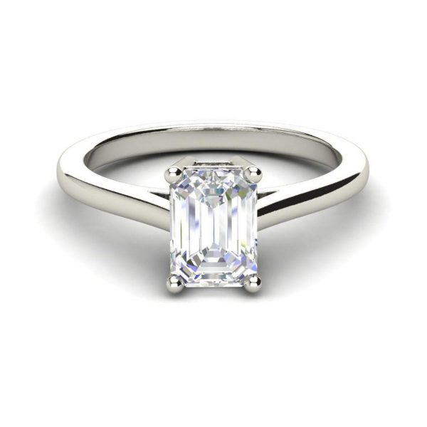 4 Prong 2.25 Carat VS2 Clarity D Color Emerald Cut Diamond Engagement Ring White Gold 3