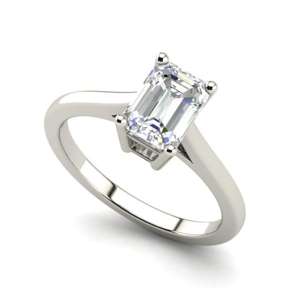 4 Prong 2.25 Carat VS2 Clarity D Color Emerald Cut Diamond Engagement Ring White Gold