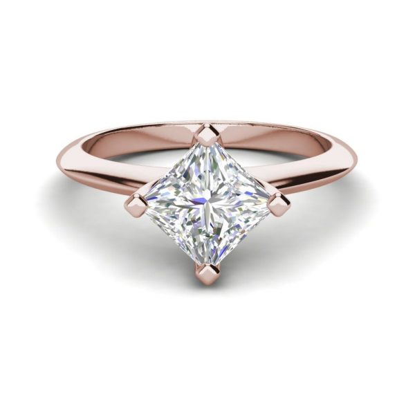 4 Prong 3 Carat SI1 Clarity D Color Princess Cut Diamond Engagement Ring Rose Gold 3
