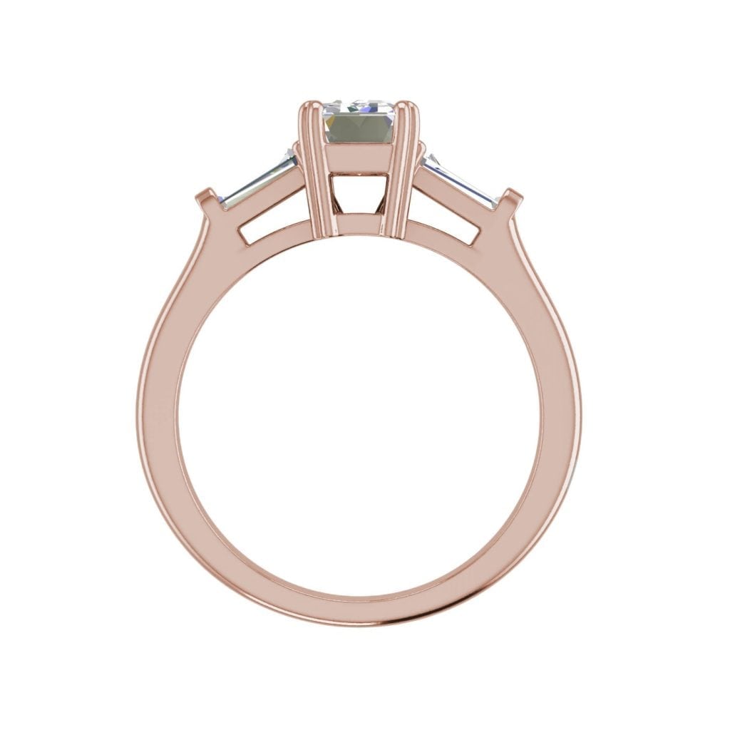 Baguette Accents 3 Ct VVS2 Clarity F Color Emerald Cut Diamond Engagement Ring Rose Gold 2