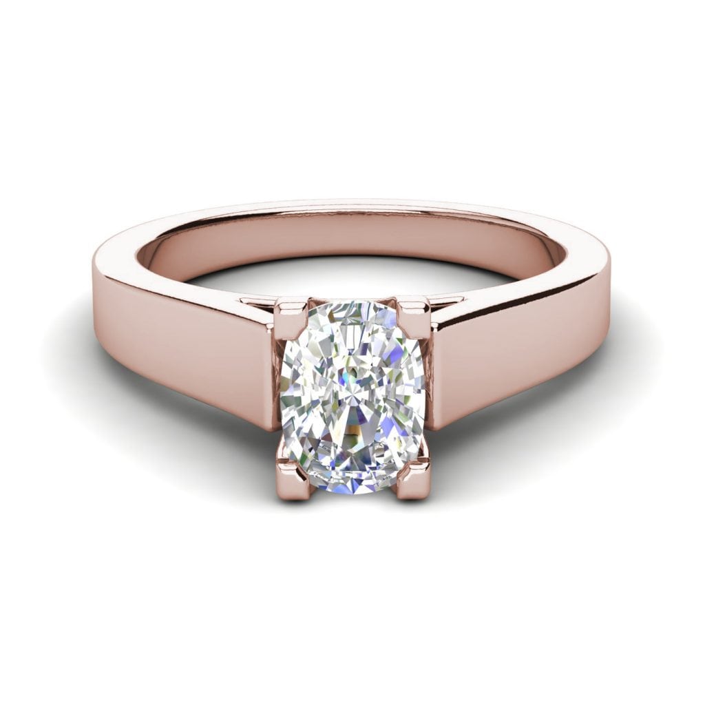Cathedral 1.75 Carat VS2 Clarity H Color Oval Cut Diamond Engagement Ring Rose Gold 3