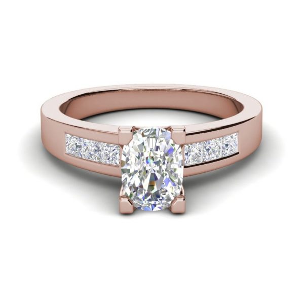 Channel Set 2.95 Carat VS2 Clarity F Color Oval Cut Diamond Engagement Ring Rose Gold 3