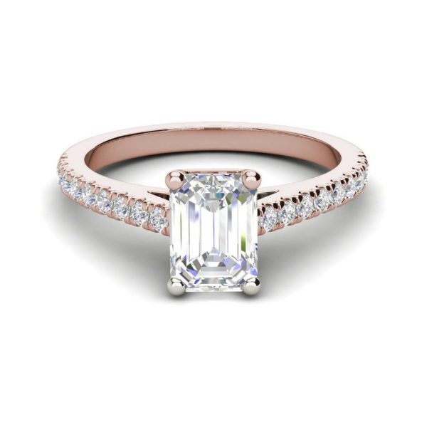 Classic Pave 2.45 Carat VS2 Clarity D Color Emerald Cut Diamond Engagement Ring Rose Gold 3
