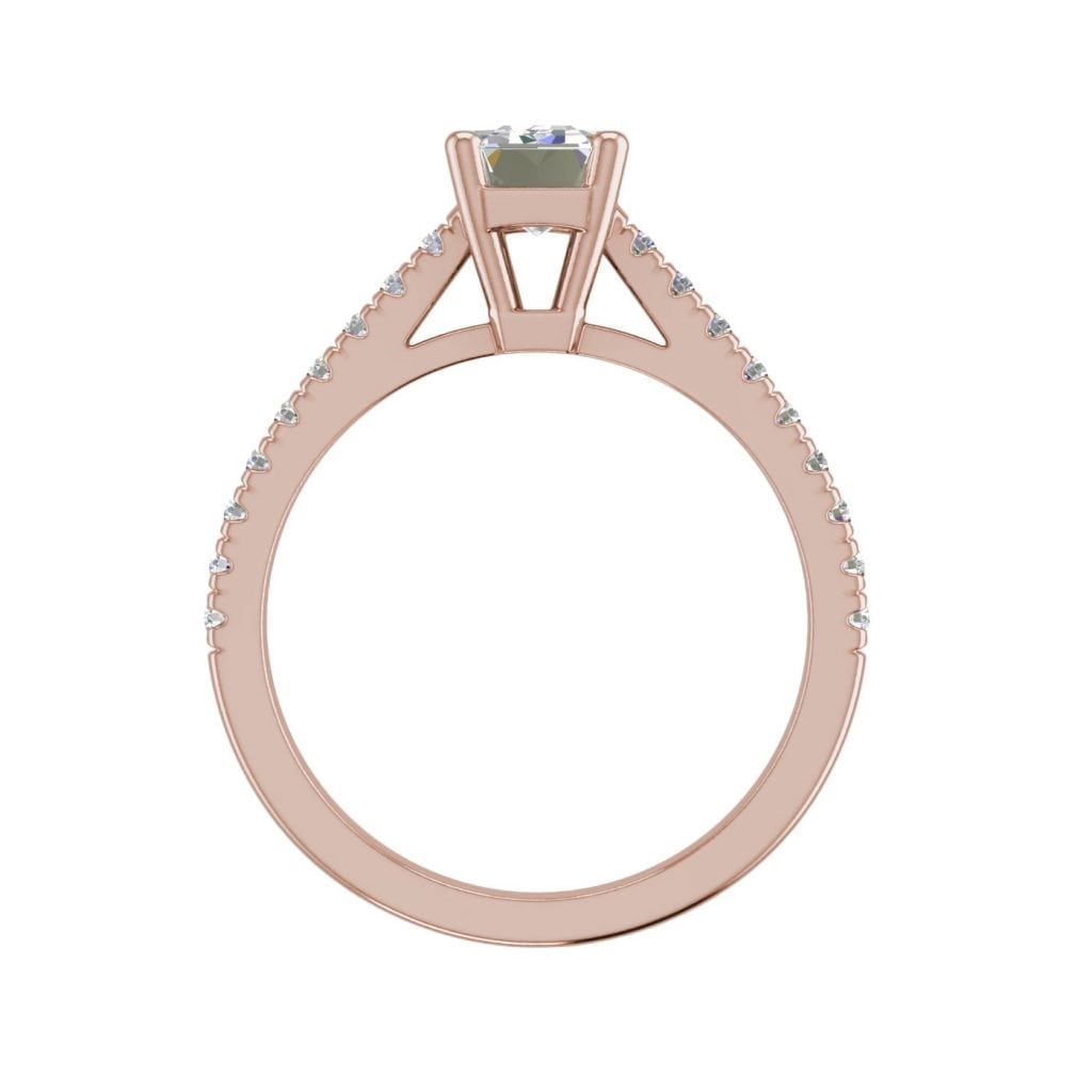 Classic Pave 2.7 Carat VVS1 Clarity D Color Emerald Cut Diamond Engagement Ring Rose Gold 2