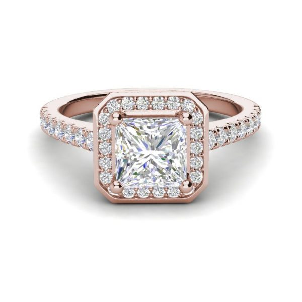 Halo Pave 2.45 Carat VS2 Clarity D Color Princess Cut Diamond Engagement Ring Rose Gold 3