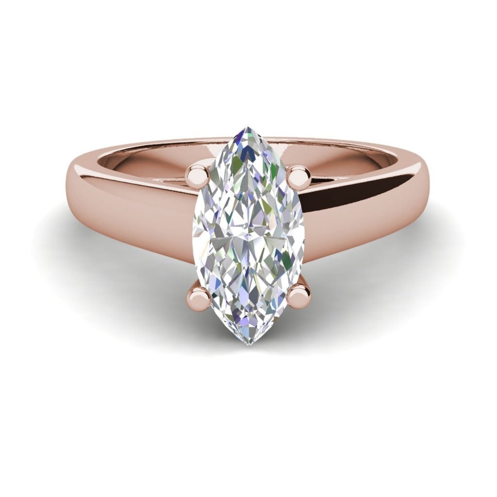 Solitaire 0.5 Carat VVS1 Clarity D Color Marquise Cut Diamond Engagement Ring Rose Gold 3