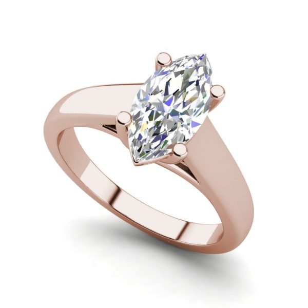 Solitaire 0.5 Carat VVS1 Clarity D Color Marquise Cut Diamond Engagement Ring Rose Gold