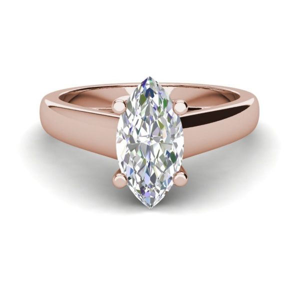 Solitaire 0.5 Carat VVS2 Clarity F Color Marquise Cut Diamond Engagement Ring Rose Gold 3