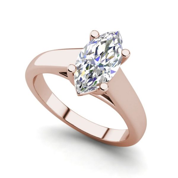 Solitaire 0.9 Carat VVS2 Clarity F Color Marquise Cut Diamond Engagement Ring Rose Gold