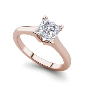 Solitaire 2.5 Carat VVS1 Clarity D Color Princess Cut Diamond Engagement Ring Rose Gold
