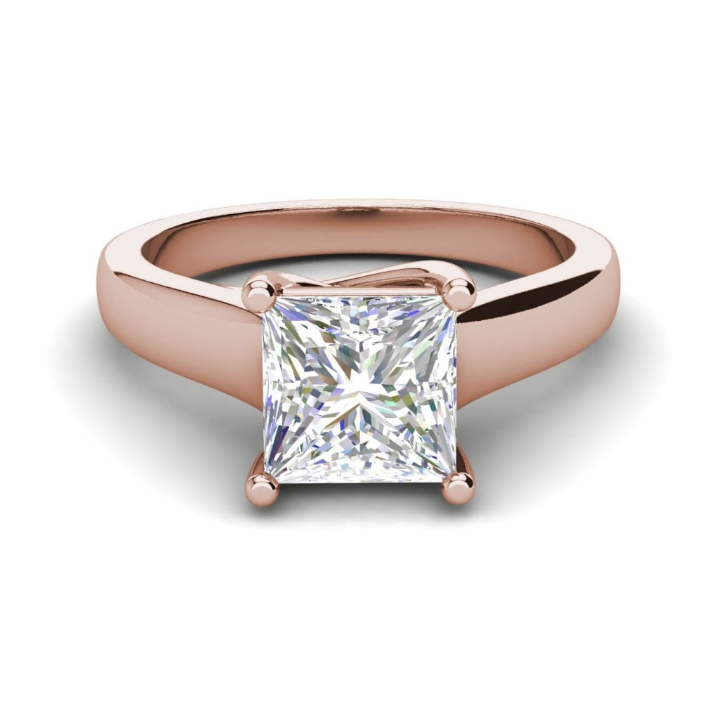 Solitaire 2.75 Carat SI1 Clarity F Color Princess Cut Diamond Engagement Ring Rose Gold 3