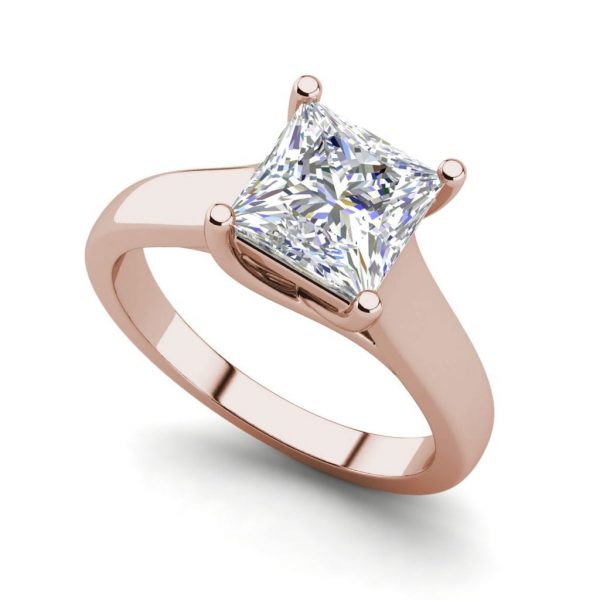 Solitaire 2.75 Carat SI1 Clarity F Color Princess Cut Diamond Engagement Ring Rose Gold