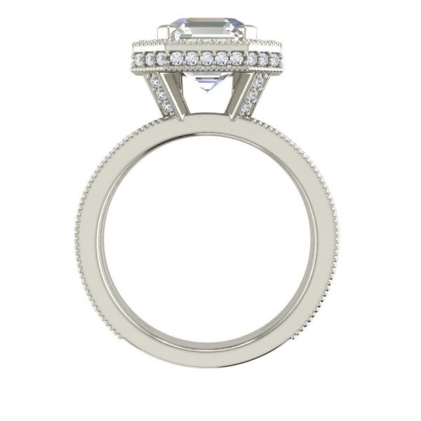 Split Shank Pave 1.75 Carat VS1 Clarity F Color Asscher Cut Diamond Engagement Ring White Gold 2