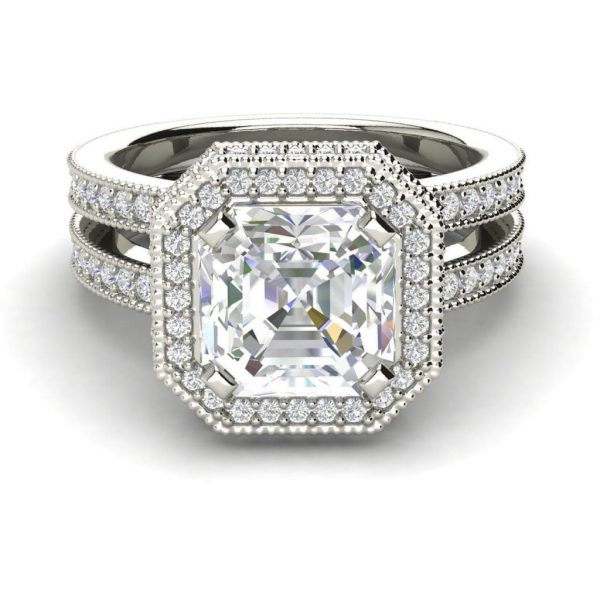 Split Shank Pave 2 Carat VVS1 Clarity D Color Asscher Cut Diamond Engagement Ring White Gold3