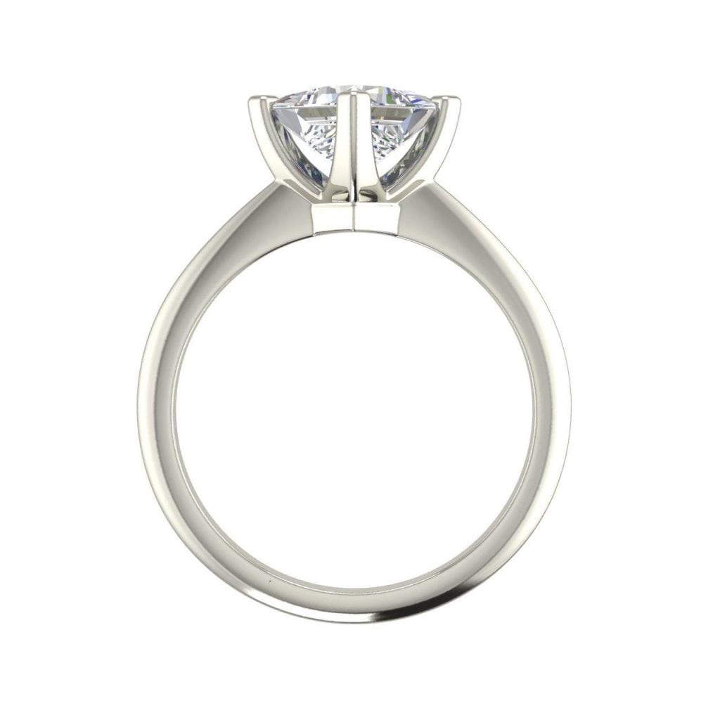 4 Prong 0.75 Carat VS1 Clarity F Color Princess Cut Diamond Engagement Ring White Gold 2