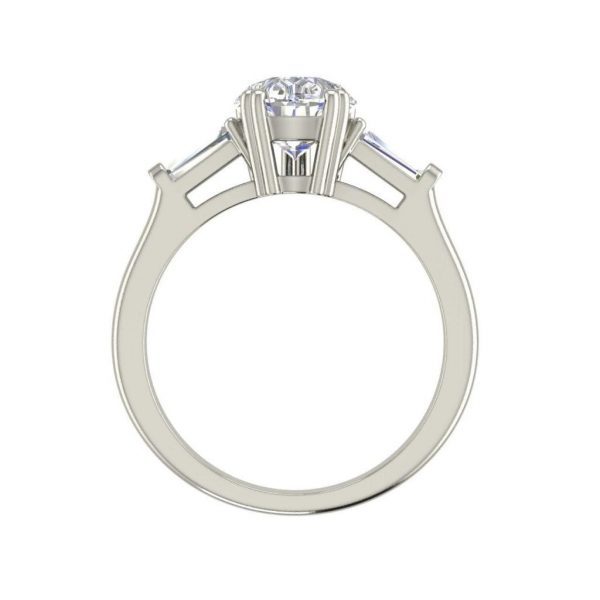 Baguette Accents 1.25 Ct VVS2 Clarity F Color Pear Cut Diamond Engagement Ring White Gold 2