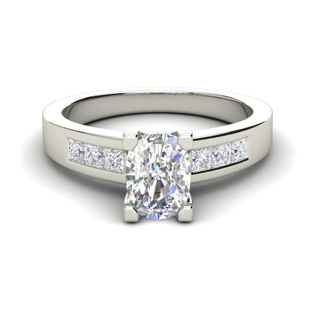 Channel Set 2.95 Carat VS2 Clarity F Color Oval Cut Diamond Engagement Ring White Gold 3
