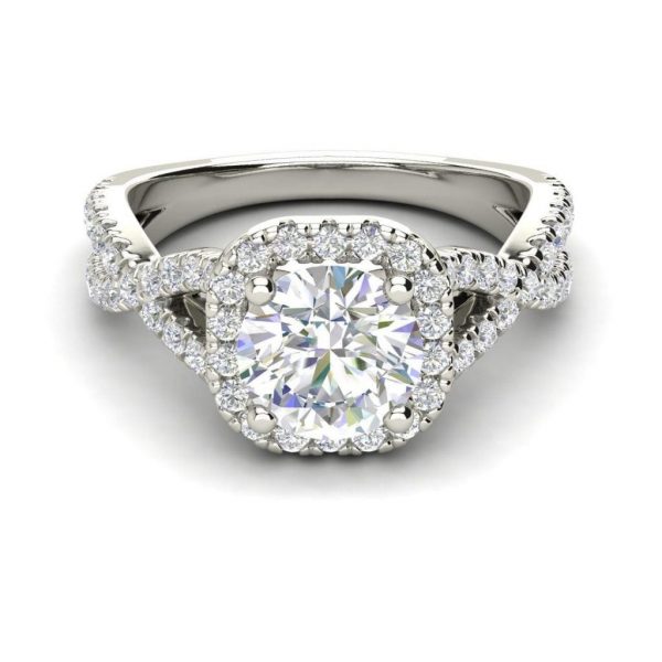Halo Pave 1.15 Carat SI1 Clarity D Color Round Cut Diamond Engagement Ring White Gold 4