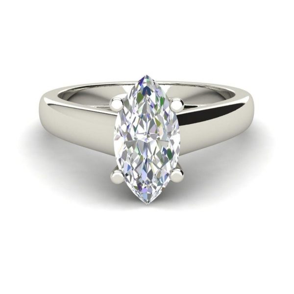 Solitaire 0.5 Carat VVS1 Clarity D Color Marquise Cut Diamond Engagement Ring White Gold 3