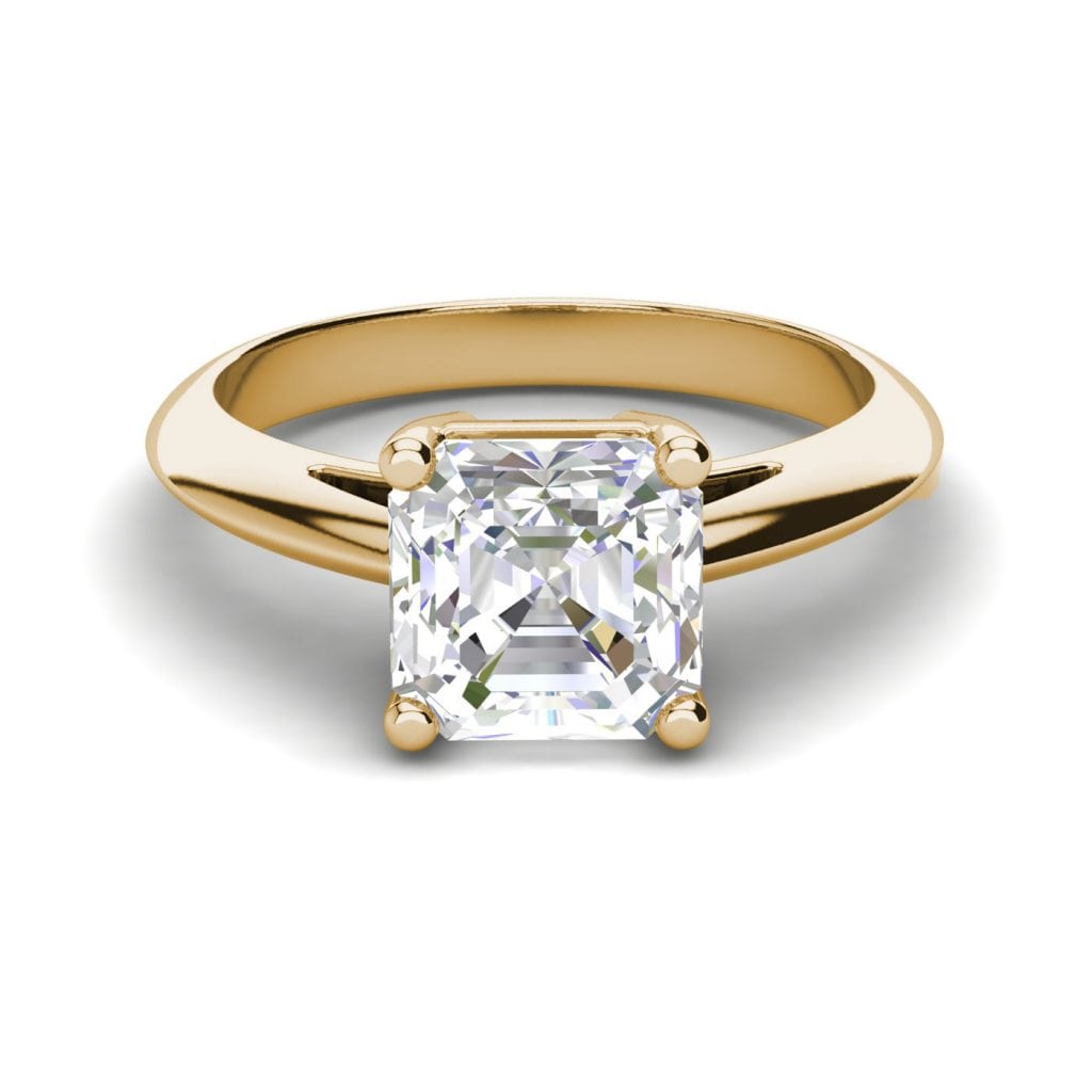 3.75Ct Yellow Asscher Cut Diamond Fancy Engagement Ring Certified 14K White Gold 