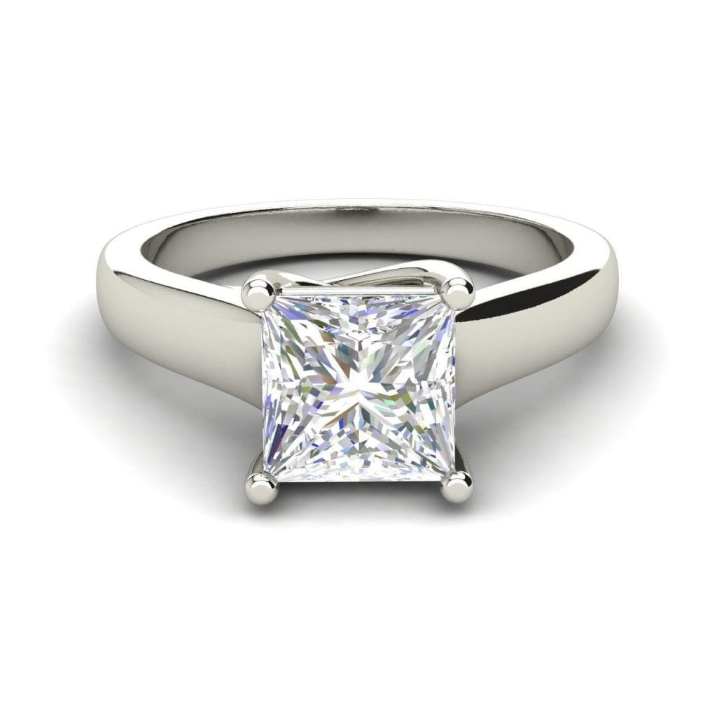 Solitaire 2.75 Carat SI1 Clarity F Color Princess Cut Diamond Engagement Ring White Gold 3