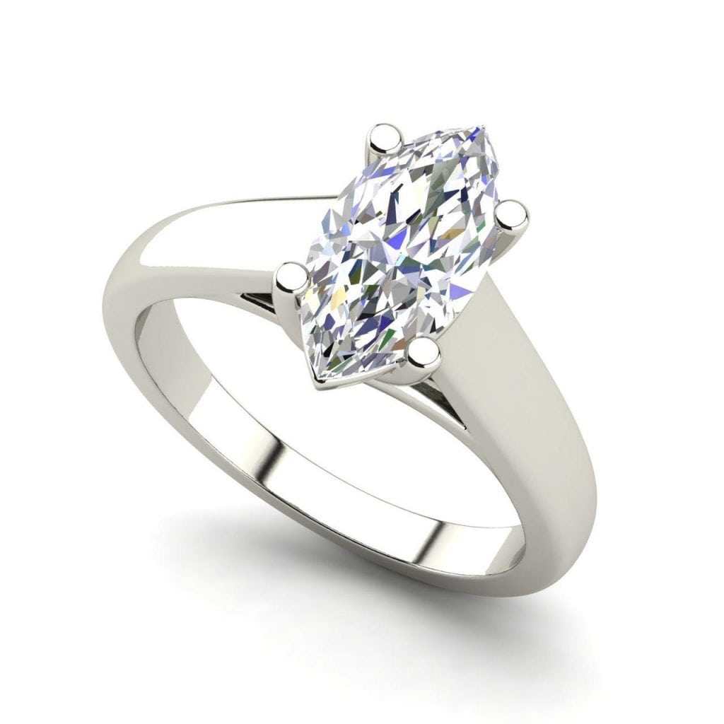 Solitaire 2.75 Carat VS1 Clarity F Color Marquise Cut Diamond Engagement Ring White Gold