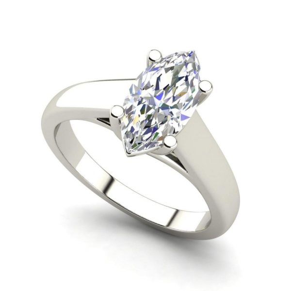 Solitaire 3 Carat VS2 Clarity H Color Marquise Cut Diamond Engagement Ring White Gold