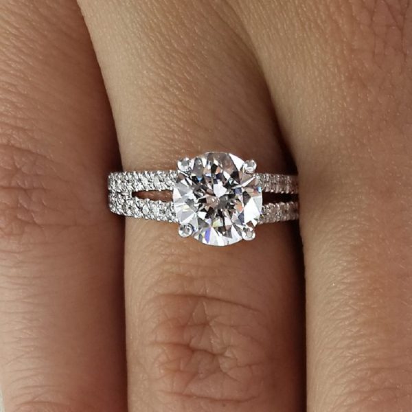2.2 Carat Round Cut Diamond Engagement Ring 14K White Gold 2