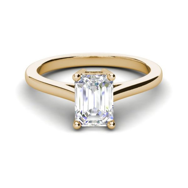 4 Prong 2.25 Carat VS2 Clarity D Color Emerald Cut Diamond Engagement Ring Yellow Gold 3