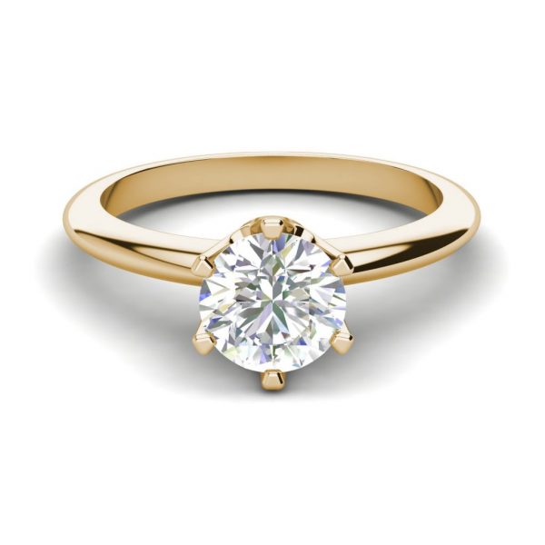 6 Prong Solitaire 1.5 Carat VS2 Clarity D Color Round Cut Diamond Engagement Ring Yellow Gold 3