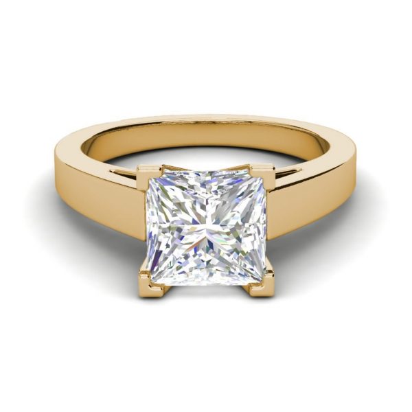 Cathedral 1 Carat VS1 Clarity H Color Princess Cut Diamond Engagement Ring Yellow Gold 2
