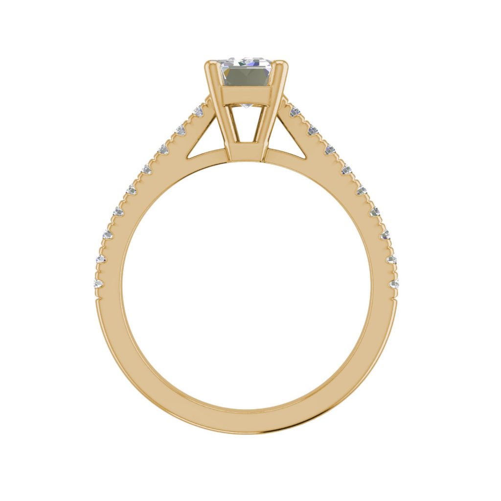 Classic Pave 2.7 Carat VVS1 Clarity D Color Emerald Cut Diamond Engagement Ring Yellow Gold 2